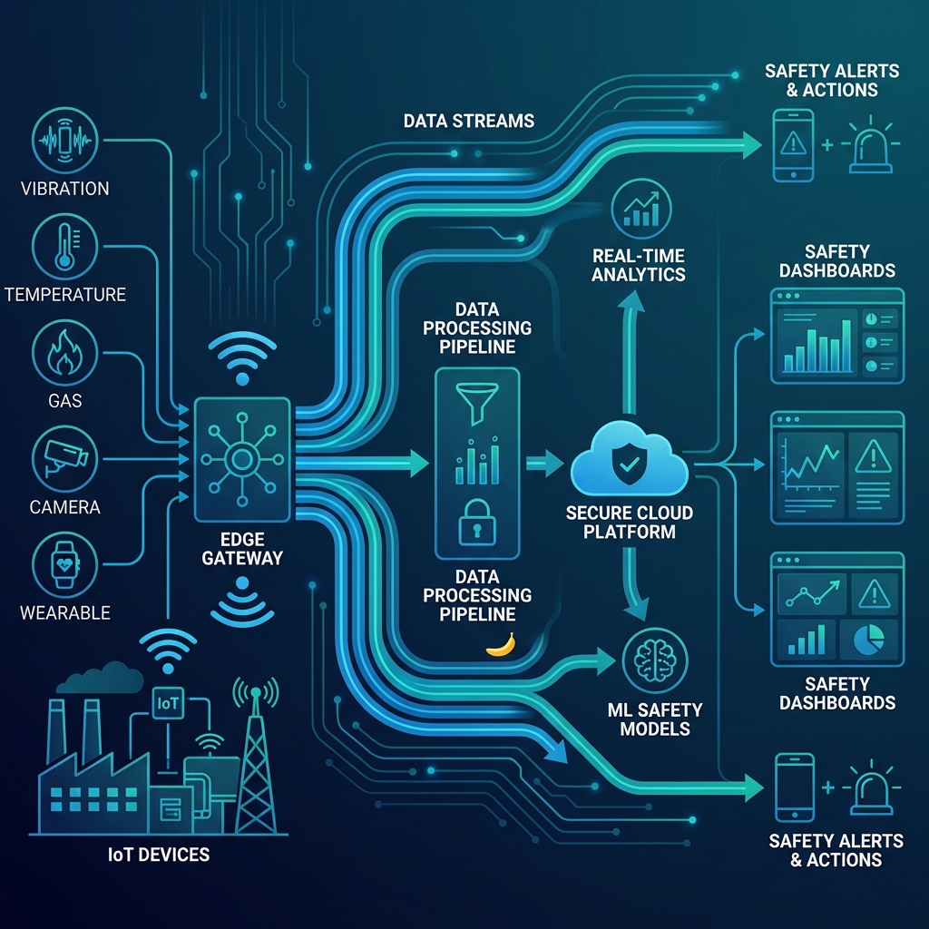 Data collection workflow showing sensor input to cloud processing